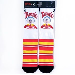 Odd Sox Tapatio Hot Sauce Crew Socks Mens Womens Logo Striped Novelty Gift